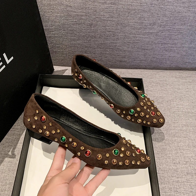 Luxury Gem Elegant Ballet Flats Shoes Women Footwear Shallow Comfy Casual Shoes Ladies Suede Diamond Retro Brand Mary Jane Shoes
Luxury Gem Elegant Ballet Flats Shoes Women Footwear Shallow Comfy Casual Shoes Ladies Suede Diamond Retro Brand Mary Jane Shoes