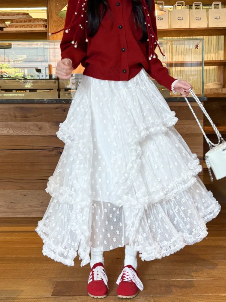 Белая длинная юбка-«пирожное изделие» для женщин, весна-осень, с эффектом «фей», асимметричная, пышная, с большим подолом
Белая длинная юбка-«пирожное изделие» для женщин, весна-осень, с эффектом «фей», асимметричная, пышная, с большим подолом