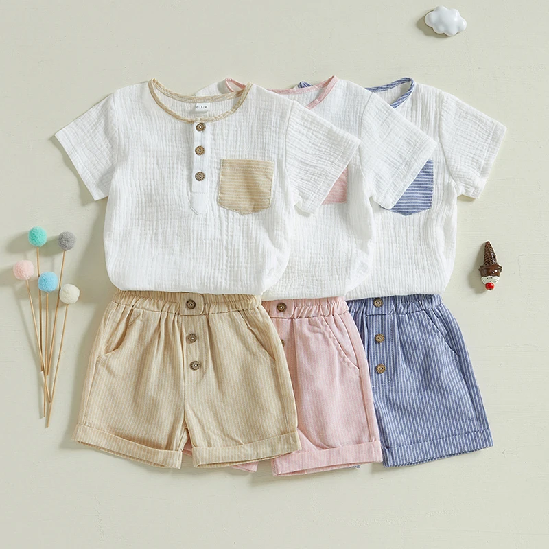 Kids Boys Shorts Set, Crew-neck Short Sleeve T-shirt with Striped Elastic Waist Shorts Toddler Set Summer Casual Outfit
Kids Boys Shorts Set, Crew-neck Short Sleeve T-shirt with Striped Elastic Waist Shorts Toddler Set Summer Casual Outfit