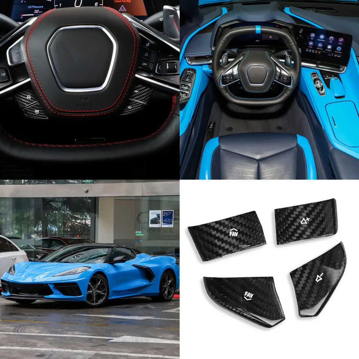 Для Chevrolet Corvette C8 2020 2021 2022: Комплект из 4 накладок из настоящего карбона на кнопки управления громкостью на руле, декоративные наклейки для автомобиля
Для Chevrolet Corvette C8 2020 2021 2022: Комплект из 4 накладок из настоящего карбона на кнопки управления громкостью на руле, декоративные наклейки для автомобиля