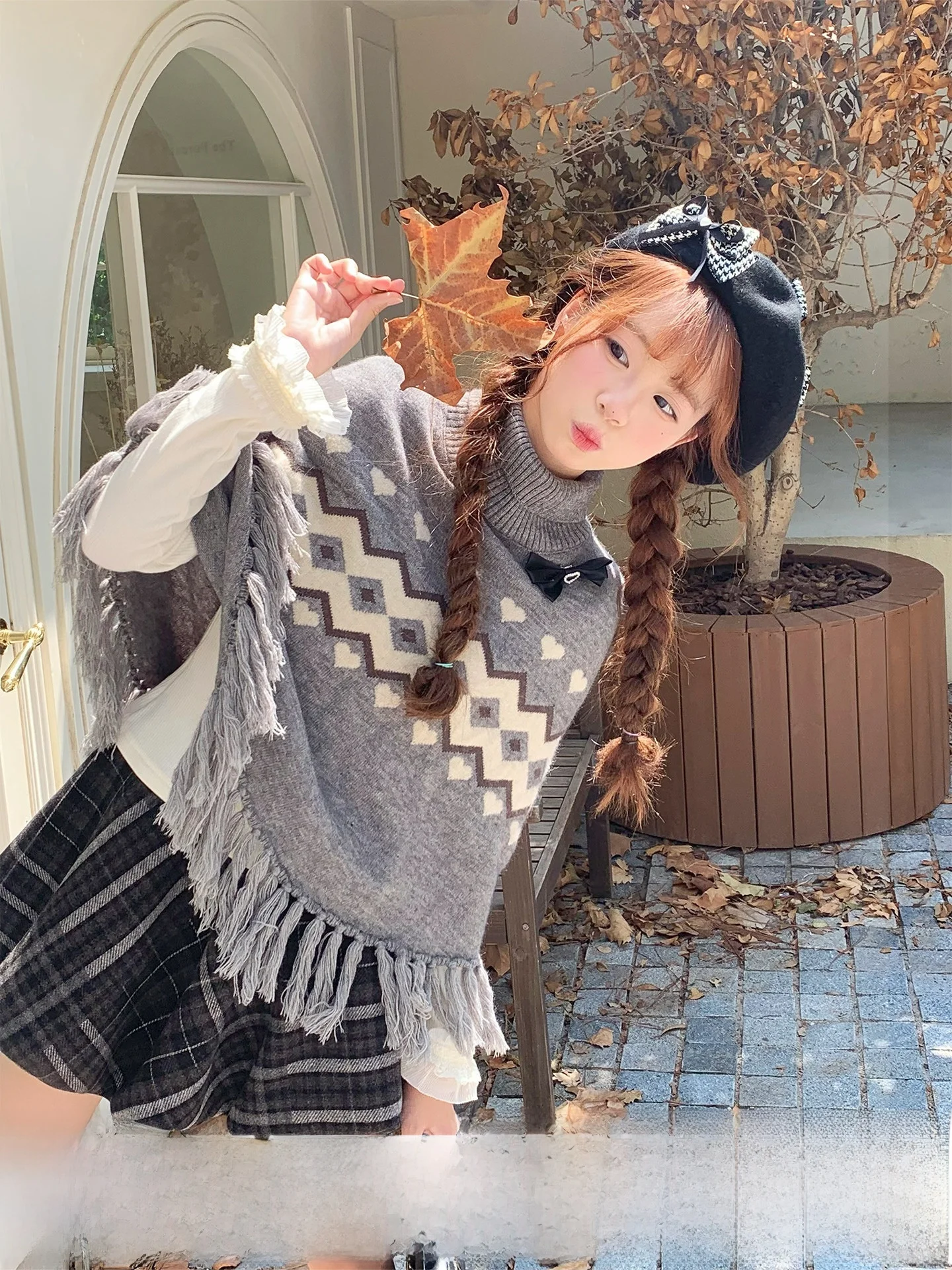 Sinsingirl Sweet Miss Grey High Collar Cloak Sweater Bubble Skirt Three Piece Set Winter Autumn College Style Adult Women
Sinsingirl Sweet Miss Grey High Collar Cloak Sweater Bubble Skirt Three Piece Set Winter Autumn College Style Adult Women