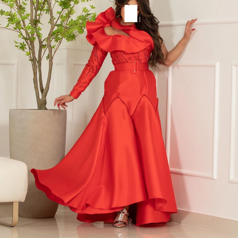 CustomizedBoat Neck One Shoulder Long Sleeves A-Line Satin Floor Length Belt Sequined Modern Evening Dresses Woman Bespoke Occas
CustomizedBoat Neck One Shoulder Long Sleeves A-Line Satin Floor Length Belt Sequined Modern Evening Dresses Woman Bespoke Occas