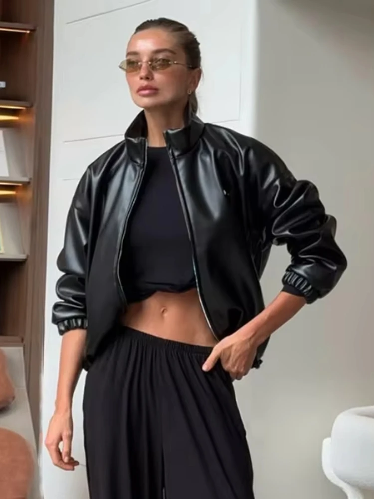 Nibber Zip Jacket Woman Faux Leather Autumn Trend Cardigan Stand Collar Full Sleeve Daily Fashion High Street Style Cool Coats
Nibber Zip Jacket Woman Faux Leather Autumn Trend Cardigan Stand Collar Full Sleeve Daily Fashion High Street Style Cool Coats