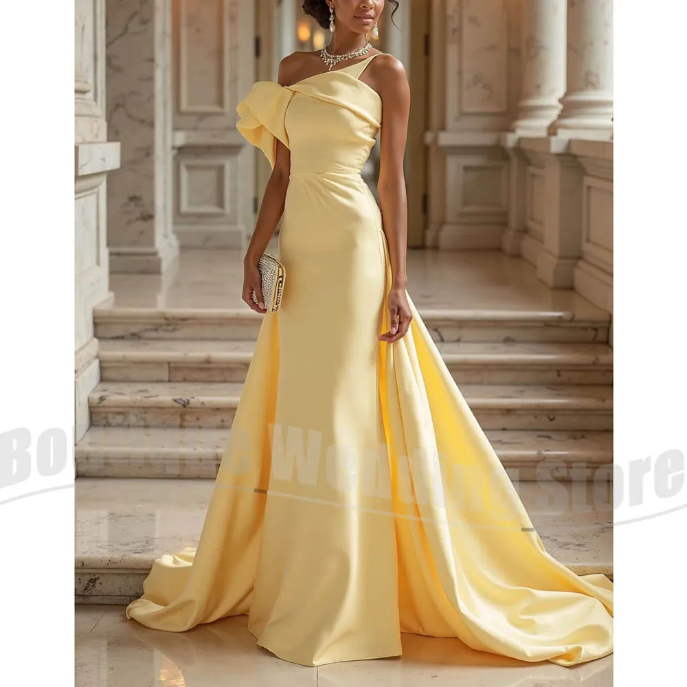 Yellow One-Shoulder Evening Dresses with Ruched Floor Length Prom Gowns Fashion Pleated Slim Customized Women Party Dresses
Yellow One-Shoulder Evening Dresses with Ruched Floor Length Prom Gowns Fashion Pleated Slim Customized Women Party Dresses