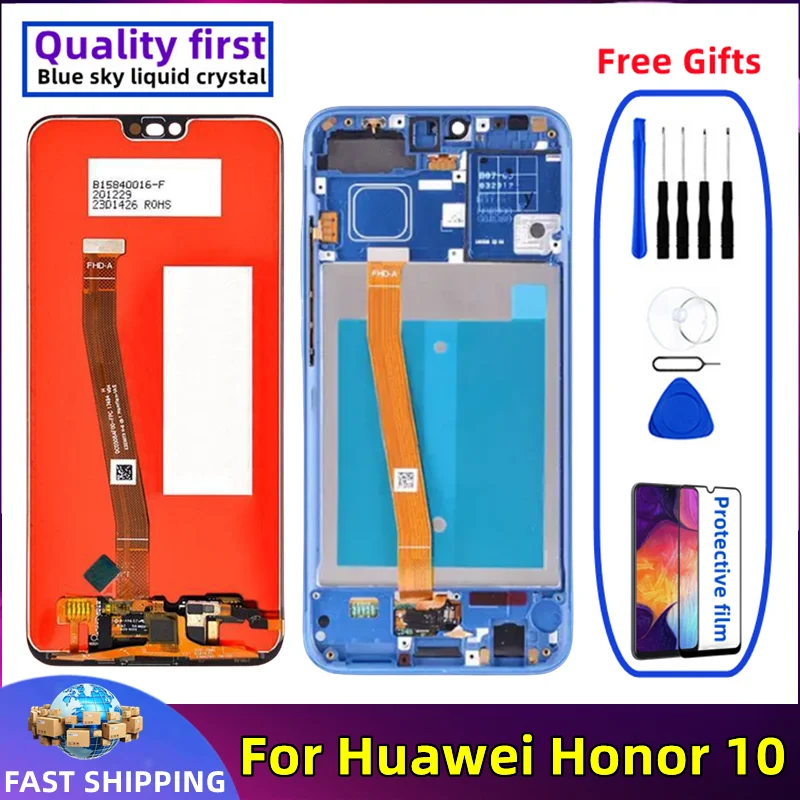 LCD Touch Screen Digitizer Assembly Replacement, Original with Frame, Huawei Honor 10, COL-L29
LCD Touch Screen Digitizer Assembly Replacement, Original with Frame, Huawei Honor 10, COL-L29