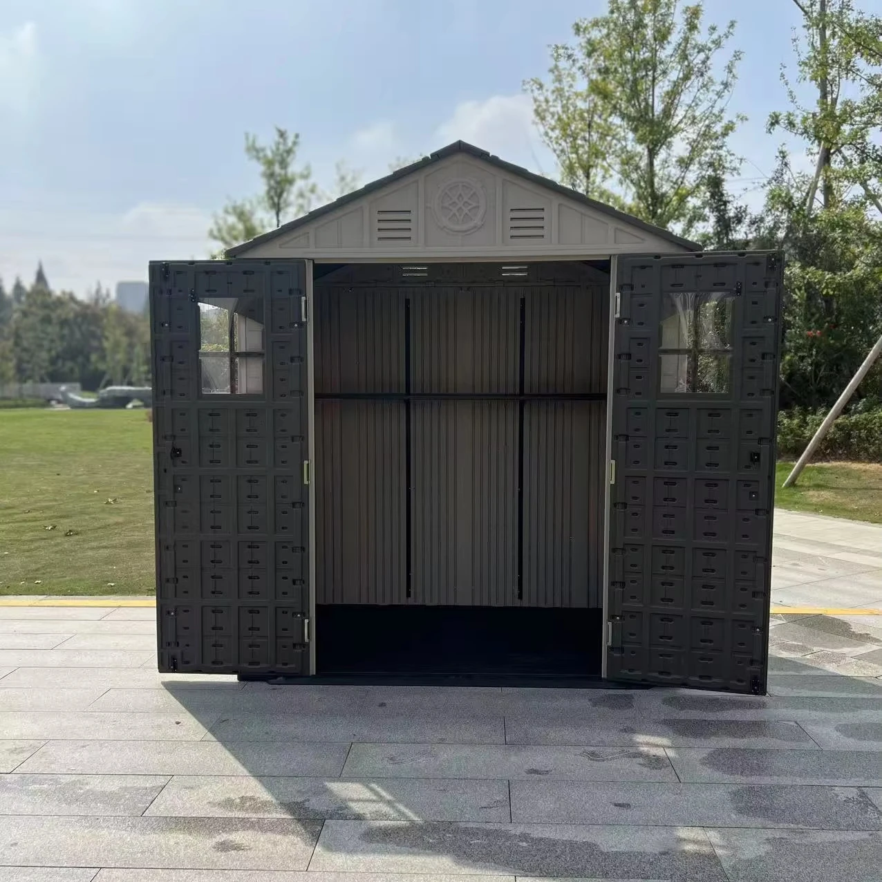 for-4.5² Easily Assembled Foundation Outdoor HDPE Plastic Garden Room Storage Shed Lockable Double Door Summer Garden Tool@
for-4.5² Easily Assembled Foundation Outdoor HDPE Plastic Garden Room Storage Shed Lockable Double Door Summer Garden Tool@
