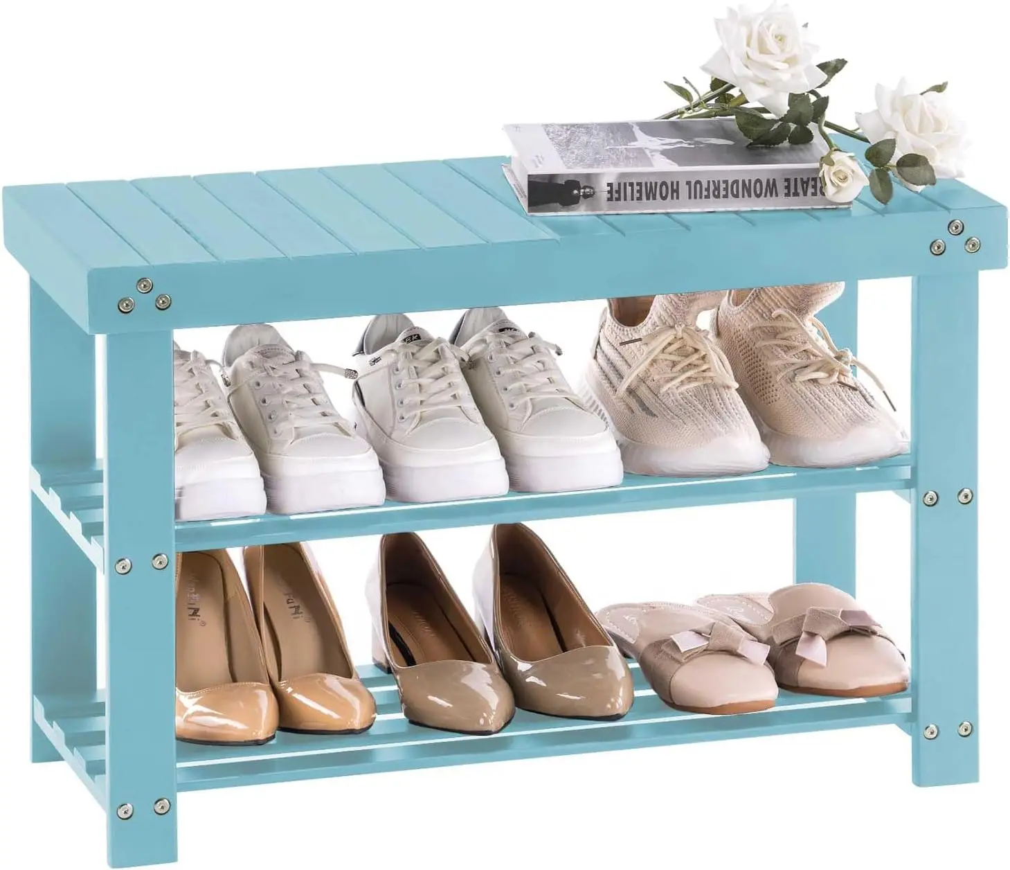 Bamboo Shoe Ra For Entryway, 3-Tier Shoe Ra Bench For Front Indoor Entrance, Small Shoe Organizer With Storage, Blue
Bamboo Shoe Ra For Entryway, 3-Tier Shoe Ra Bench For Front Indoor Entrance, Small Shoe Organizer With Storage, Blue