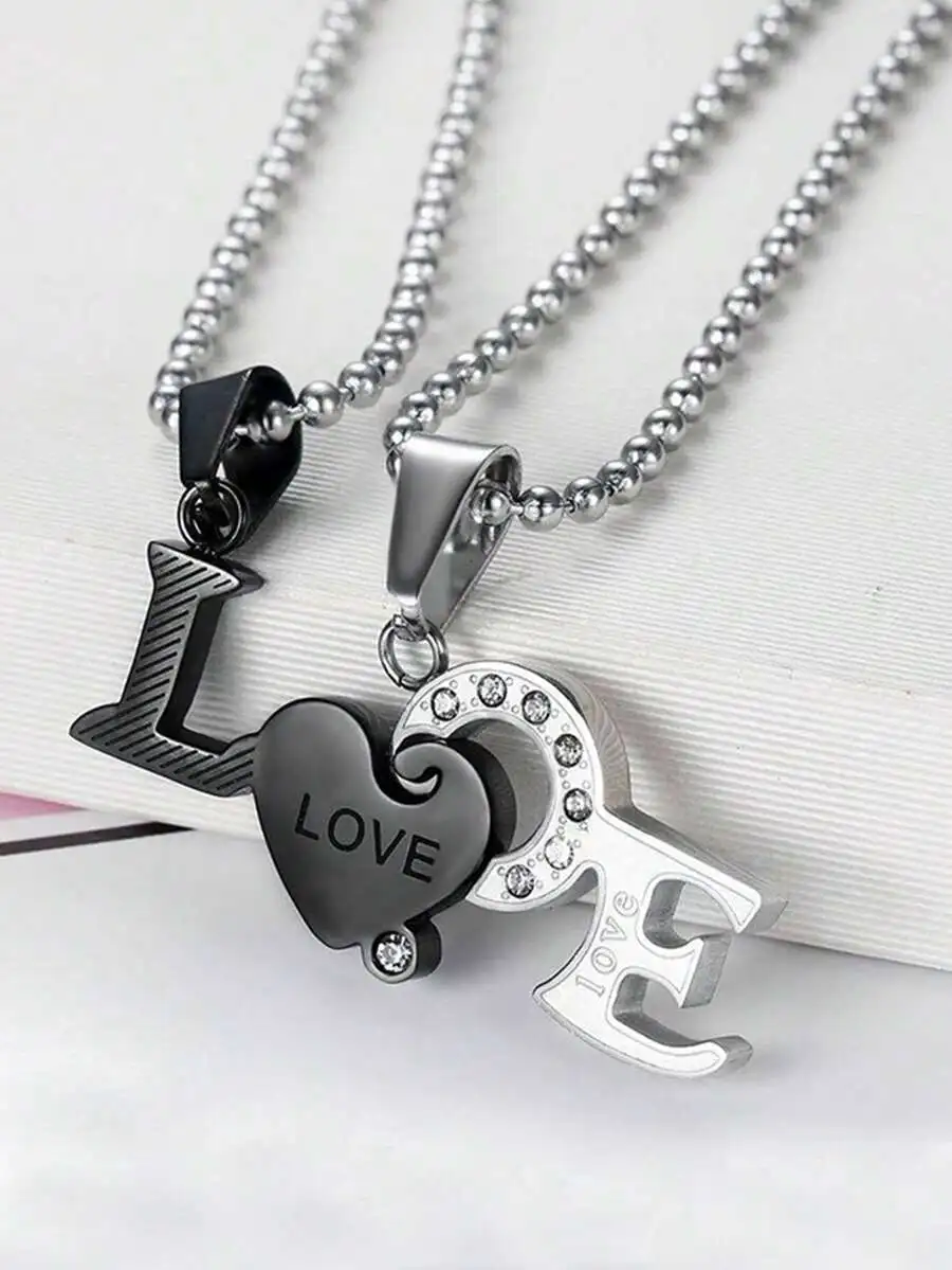 2pcs Love Letter Splicing Pendant Necklace With Cubic Zirconia For Couples Best Friends Valentine Gift
2pcs Love Letter Splicing Pendant Necklace With Cubic Zirconia For Couples Best Friends Valentine Gift