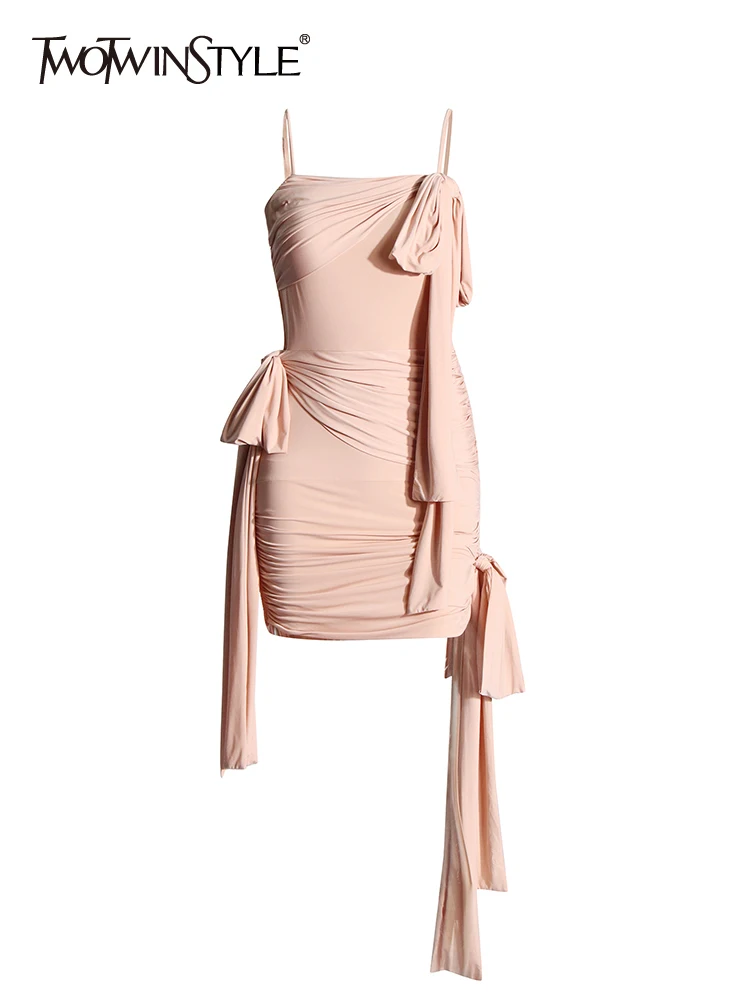TWOTWINSTYLE Solid Spliced Folds Dress For Women Square Collar Sleeveless High Waist Patchwork Lace Up Slimming Dresses Female
TWOTWINSTYLE Solid Spliced Folds Dress For Women Square Collar Sleeveless High Waist Patchwork Lace Up Slimming Dresses Female