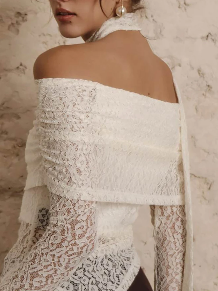 Sexy One Shoulder Long Sleeve Blouse Women Elegant Lace Embroidery Drift Irregular Tops Casual Long Sleeve Solid Slim Pullover
Sexy One Shoulder Long Sleeve Blouse Women Elegant Lace Embroidery Drift Irregular Tops Casual Long Sleeve Solid Slim Pullover