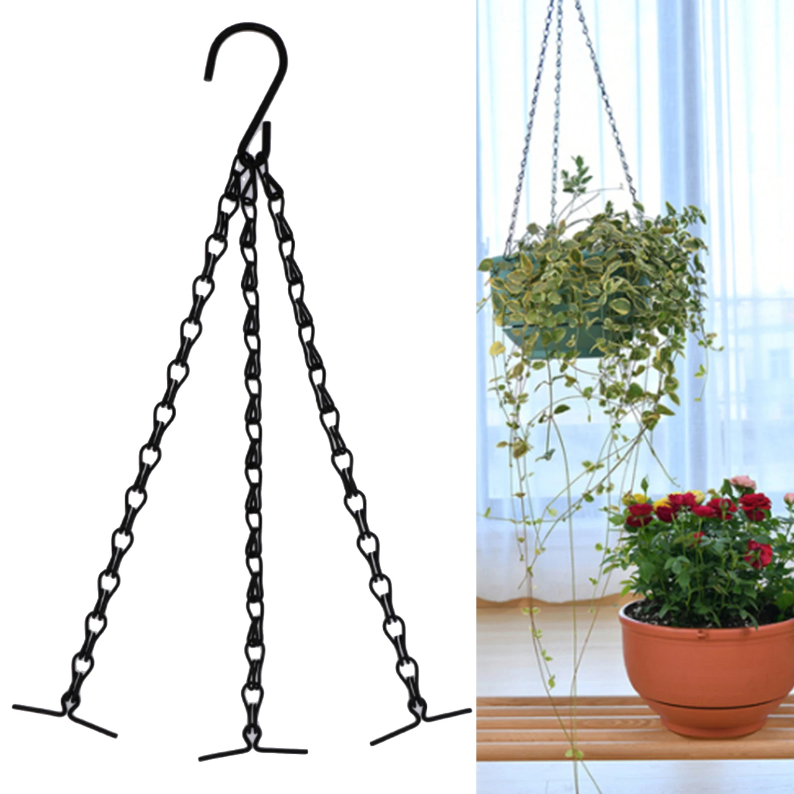 24 Inches Hanging Planter Basket Holder 3 Point S-shaped Double-head Flowerpot Hook Chain Garden Metal Lantern Hanger
24 Inches Hanging Planter Basket Holder 3 Point S-shaped Double-head Flowerpot Hook Chain Garden Metal Lantern Hanger