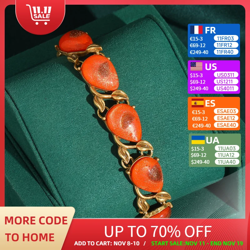 Vintage Orange Natural Stone Charm Bracelets Gold Color Leaf Luxury Jewelry Designers Bohemia Mothers Day Gift Trends 2025 New
Vintage Orange Natural Stone Charm Bracelets Gold Color Leaf Luxury Jewelry Designers Bohemia Mothers Day Gift Trends 2025 New