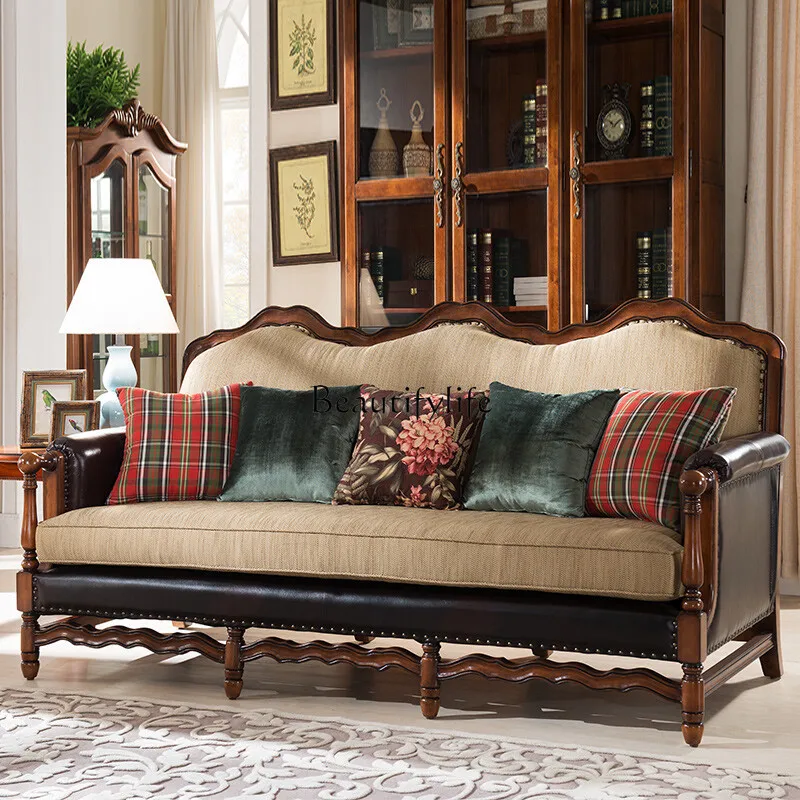 American all-solid wood sofa fabric combination European simple modern size apartment
American all-solid wood sofa fabric combination European simple modern size apartment