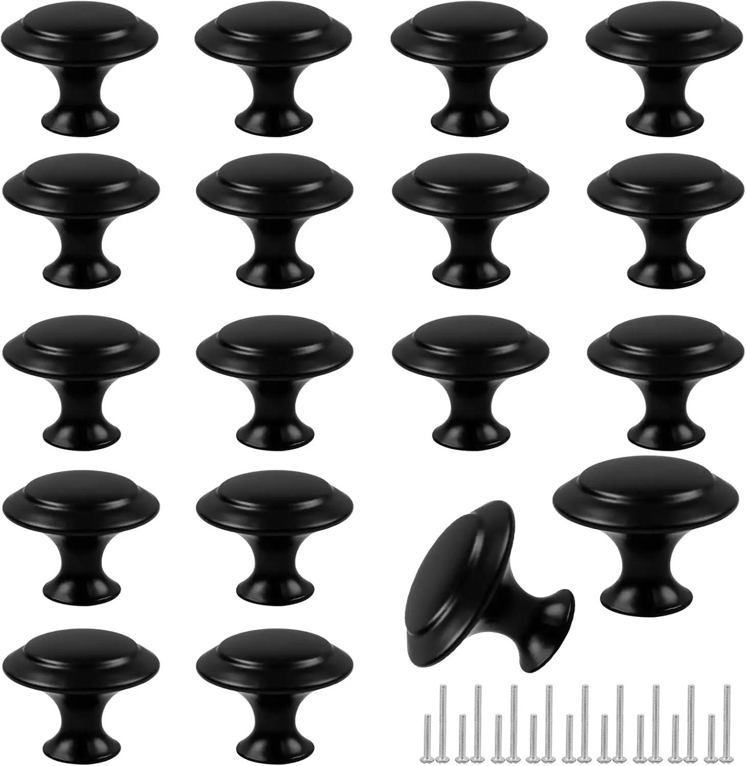 18 Piece Black Cabinet Knobs 30mm Drawer Pulls for Dressers Kitchens with Screws
18 Piece Black Cabinet Knobs 30mm Drawer Pulls for Dressers Kitchens with Screws