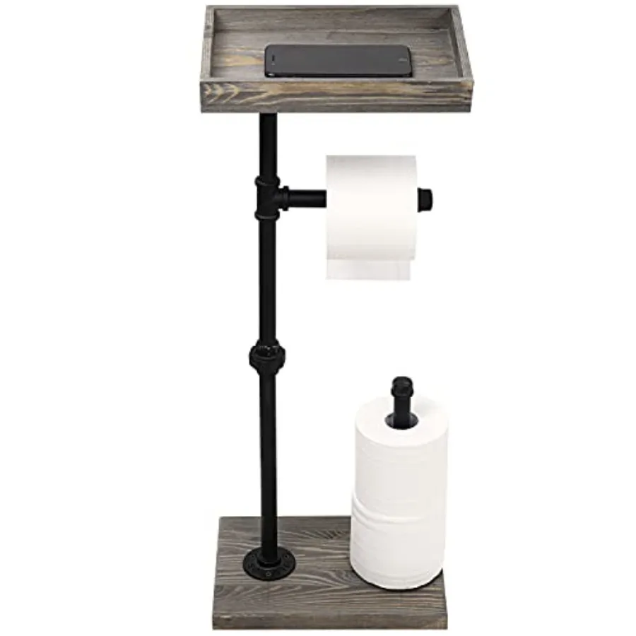 Freestanding Toilet Paper Holder Stand with Shelf - Rustic Wood Farmhouse Bathroom Toilet Paper Holder with Storage
Freestanding Toilet Paper Holder Stand with Shelf - Rustic Wood Farmhouse Bathroom Toilet Paper Holder with Storage