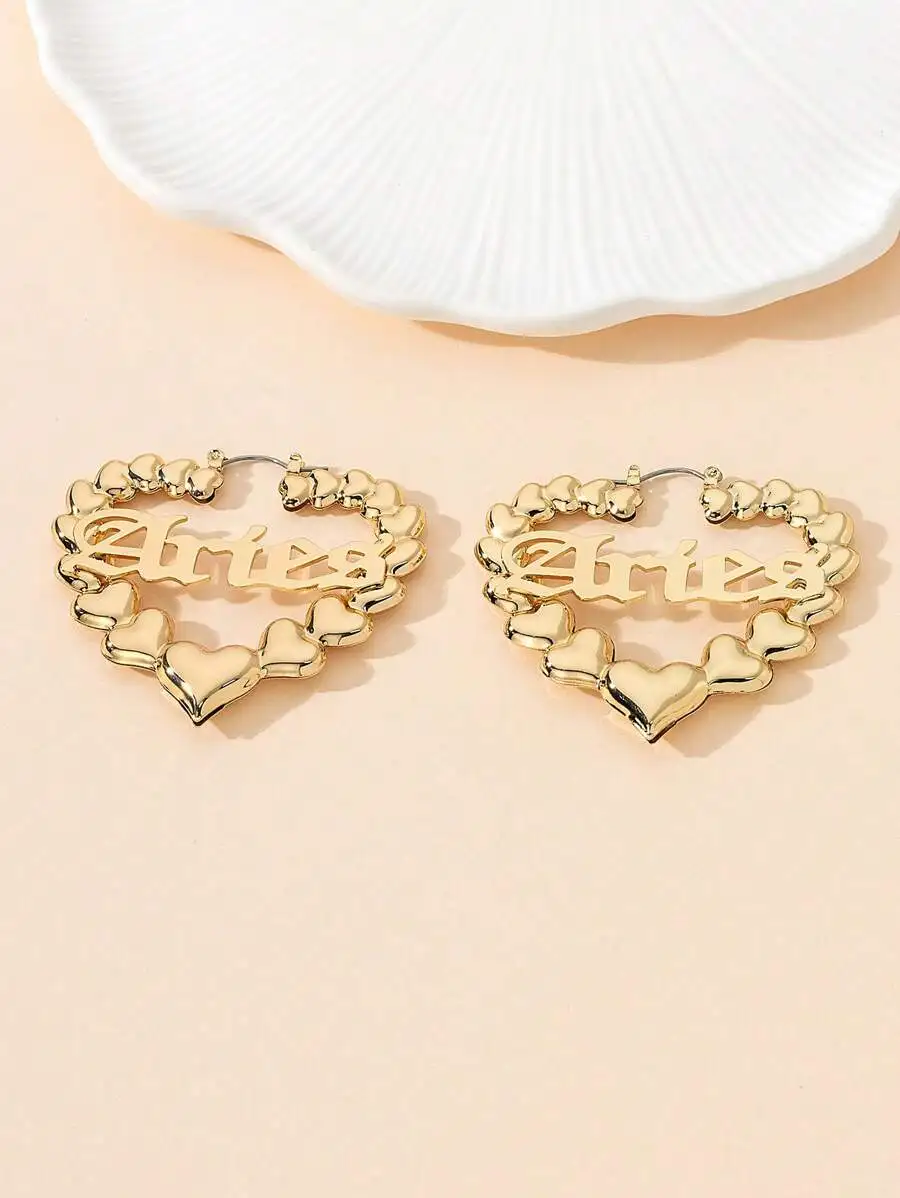 Aries Heart Shape Letter Hoop Earrings Fashion Statement Jewelry For Women
Aries Heart Shape Letter Hoop Earrings Fashion Statement Jewelry For Women