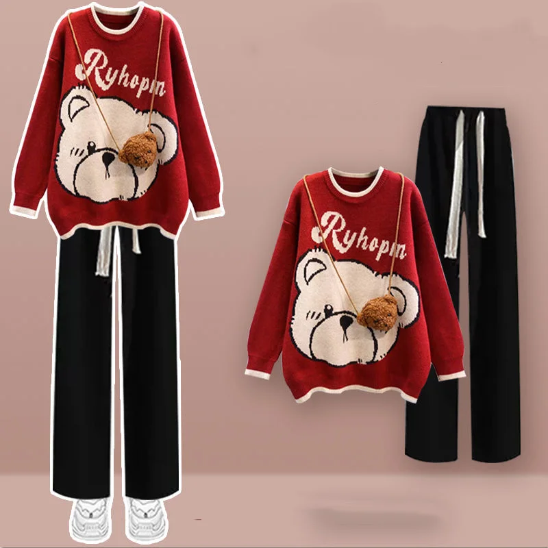 Fashion Suit Women's Autumn Winter New Round Neck Long Sleeve Knitted Sweater High Waist Casual Wide Leg Pants Two Piece Set
Fashion Suit Women's Autumn Winter New Round Neck Long Sleeve Knitted Sweater High Waist Casual Wide Leg Pants Two Piece Set