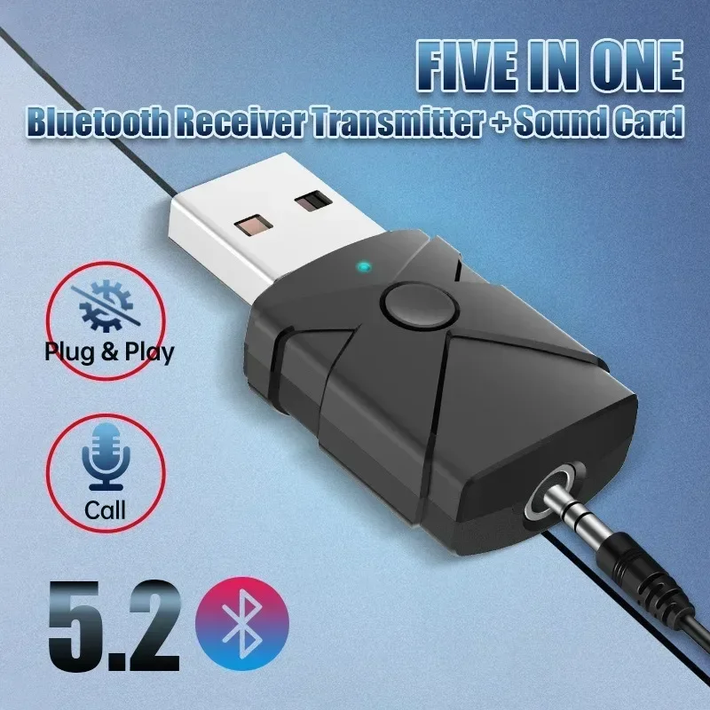 USB Bluetooth 5.2 Audio Adapter Wireless Receiver Transmitter Sound Card 3.5mm Aux Music Dongle for TV Car Speaker PC
USB Bluetooth 5.2 Audio Adapter Wireless Receiver Transmitter Sound Card 3.5mm Aux Music Dongle for TV Car Speaker PC