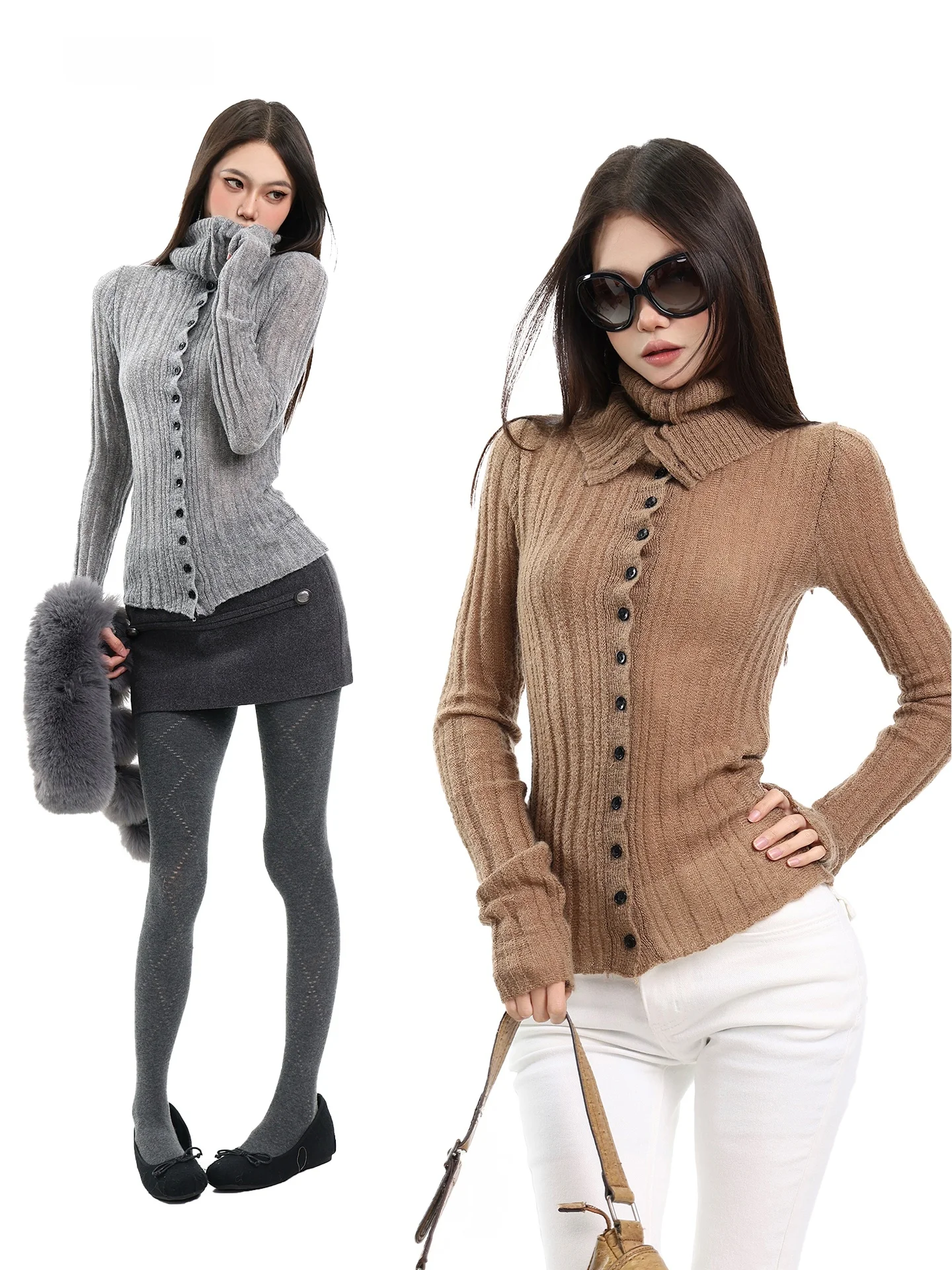 Женский приталенный вязаный кардиган с высоким воротником и длинными рукавами, весенняя базовая одежда в корейском стиле, модный повседневный свитер
Женский приталенный вязаный кардиган с высоким воротником и длинными рукавами, весенняя базовая одежда в корейском стиле, модный повседневный свитер