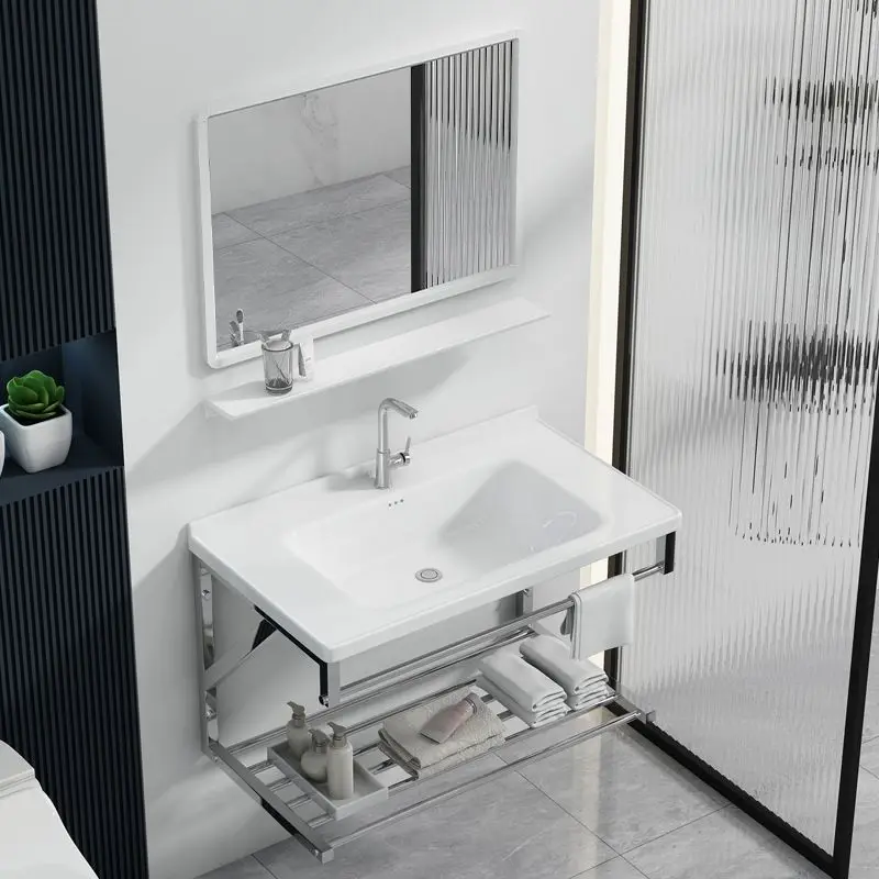 Balcony wall-mounted washing integrated ceramic bathroom basin simple stainless steel bracket basin waterproof
Balcony wall-mounted washing integrated ceramic bathroom basin simple stainless steel bracket basin waterproof