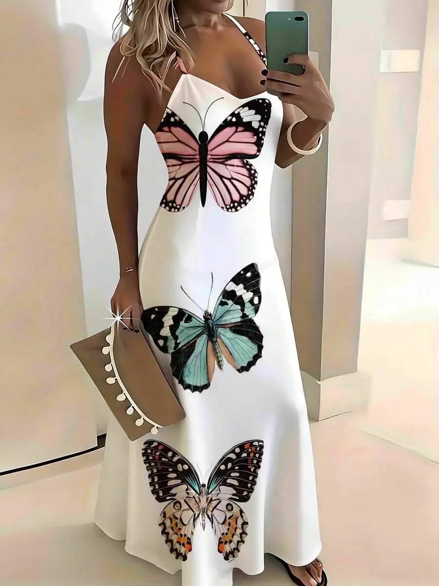 Butterfly Print Sleeveless Maxi Dress Women Summer Beach Casual Flowy Long Dress
Butterfly Print Sleeveless Maxi Dress Women Summer Beach Casual Flowy Long Dress