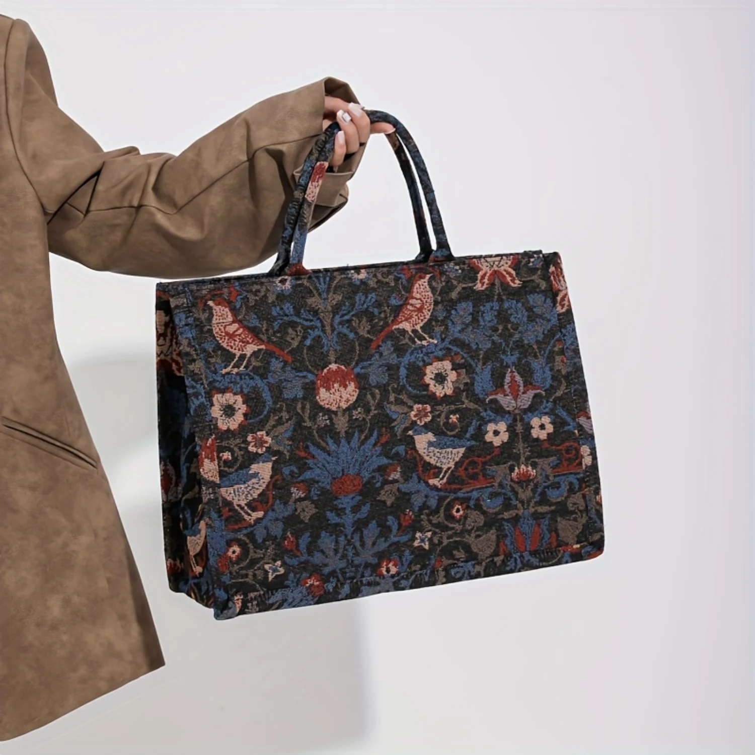 Embroidered Fabric Tote Bag, Versatile Fashion Large Capacity Handbag For Work & Travel
Embroidered Fabric Tote Bag, Versatile Fashion Large Capacity Handbag For Work & Travel