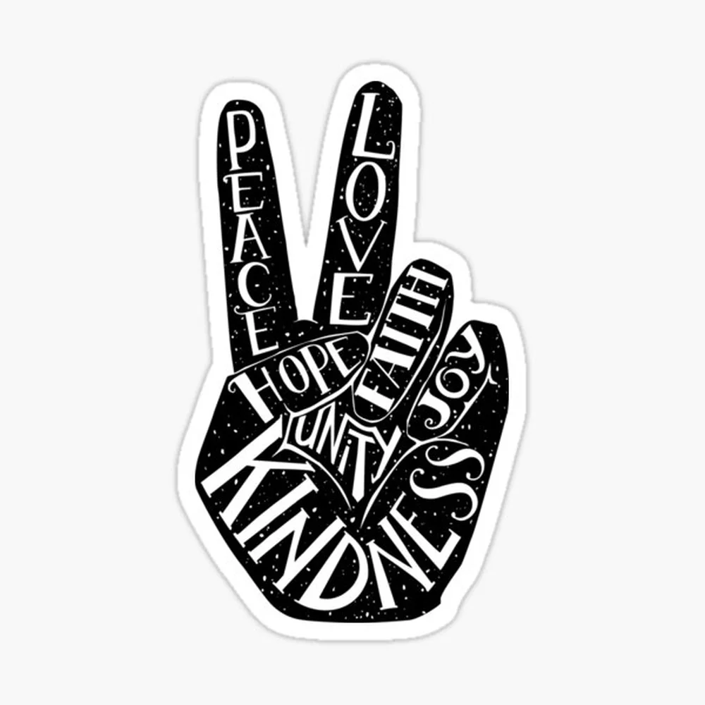 Peace Sign with words Peace, Love, Faith, Joy, Hope, Kindness, Unity Sticker for Laptop Decor Bedroom Car Cute Cartoon Art Fashi
Peace Sign with words Peace, Love, Faith, Joy, Hope, Kindness, Unity Sticker for Laptop Decor Bedroom Car Cute Cartoon Art Fashi