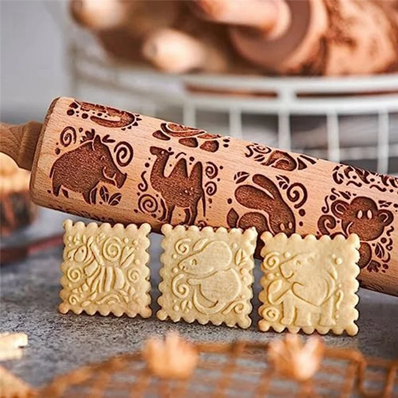1 Piece Animal Print Embossed Rolling Pin Cookie Rolling Pin, As Shown Large Wood Textured Roller For Baking-ABQU
1 Piece Animal Print Embossed Rolling Pin Cookie Rolling Pin, As Shown Large Wood Textured Roller For Baking-ABQU