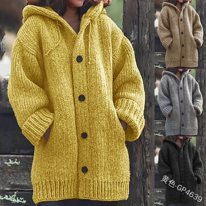 Women's Solid Color Hooded V-neck Button Long Sleeved Cardigan Hooded Jacket 2024 Autumn/winter
Women's Solid Color Hooded V-neck Button Long Sleeved Cardigan Hooded Jacket 2024 Autumn/winter