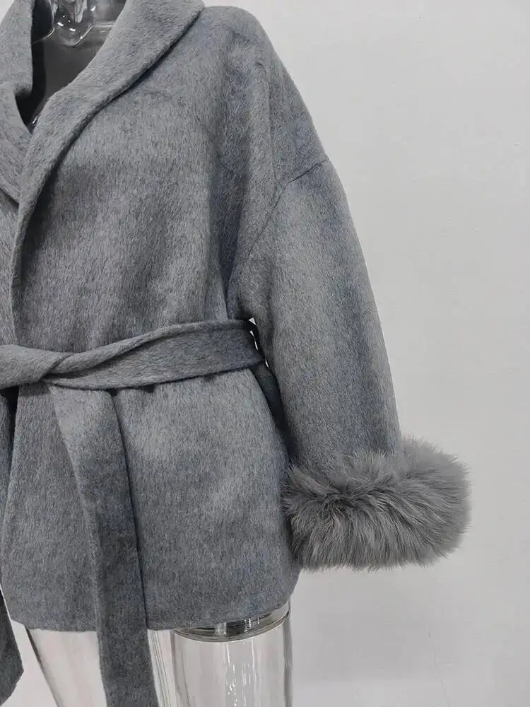 UCXQ Elegant OL Office Lady Overcoats Fur Patchwork Long Sleeve Woolen Coat Beautiful Women's Clothing Jacket Autumn 2025 Winter 50 Sc961cfc325eb43b083dec8142a057a48j
