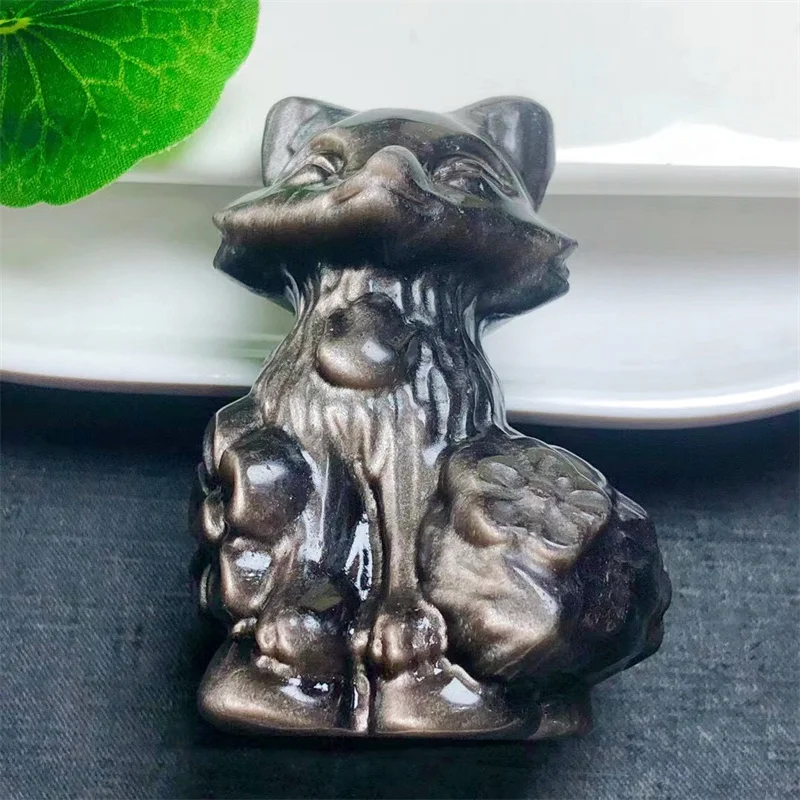 74mm Natural Silver Obsidian Fox Carving Silver Obsidian Crystal Healing Carving Special Jewelry Ornament For Decoration
74mm Natural Silver Obsidian Fox Carving Silver Obsidian Crystal Healing Carving Special Jewelry Ornament For Decoration