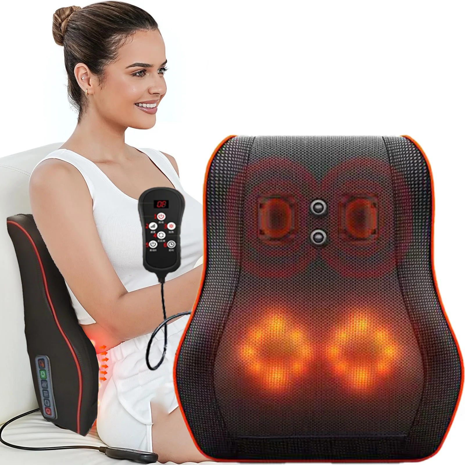 Car Back Pillow with Heating Vibrating Massage Device Foot Massage Electric Shiatsu Head Neck Cervical Ttraction Body Massager
Car Back Pillow with Heating Vibrating Massage Device Foot Massage Electric Shiatsu Head Neck Cervical Ttraction Body Massager