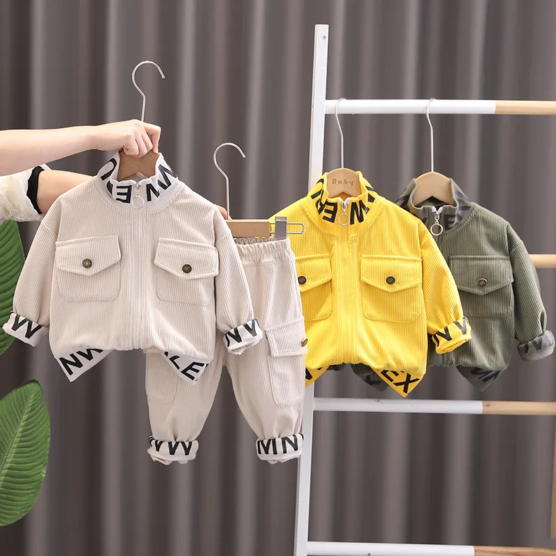 Baby boy clothes corduroy zipper long sleeved casual sports two-piece set for 0-5 year old fashionable girls with top and pants
Baby boy clothes corduroy zipper long sleeved casual sports two-piece set for 0-5 year old fashionable girls with top and pants