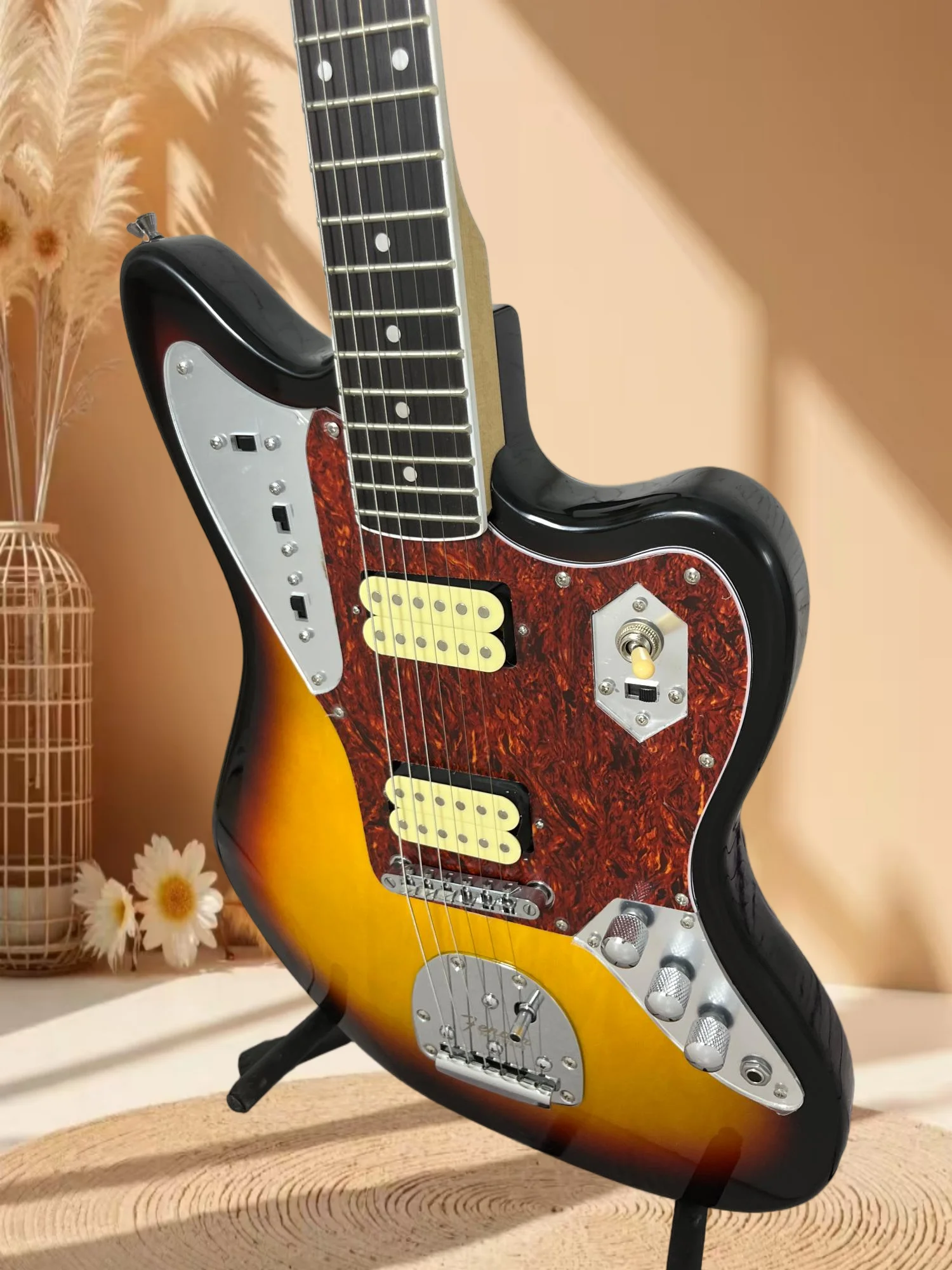 Free Delivery Sunburst Jaguar Style Electric Guitar HH Pickups Floating Tremolo Bridge Mahogany Body Rosewood Neck Surf Rock
Free Delivery Sunburst Jaguar Style Electric Guitar HH Pickups Floating Tremolo Bridge Mahogany Body Rosewood Neck Surf Rock