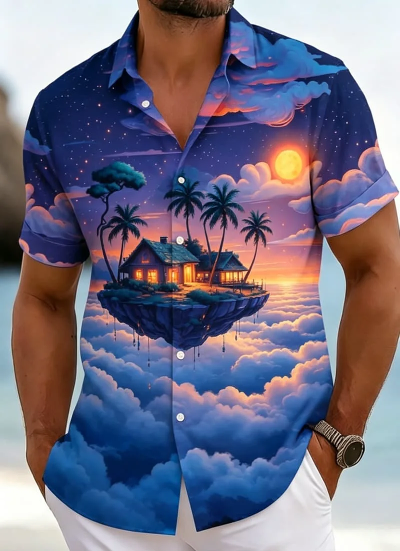 Men's Dreamy Floating Island Cottage Print Shirt, Whimsical Scenic Style for Summer Holiday, Daily Outings & Casual Wear
Men's Dreamy Floating Island Cottage Print Shirt, Whimsical Scenic Style for Summer Holiday, Daily Outings & Casual Wear