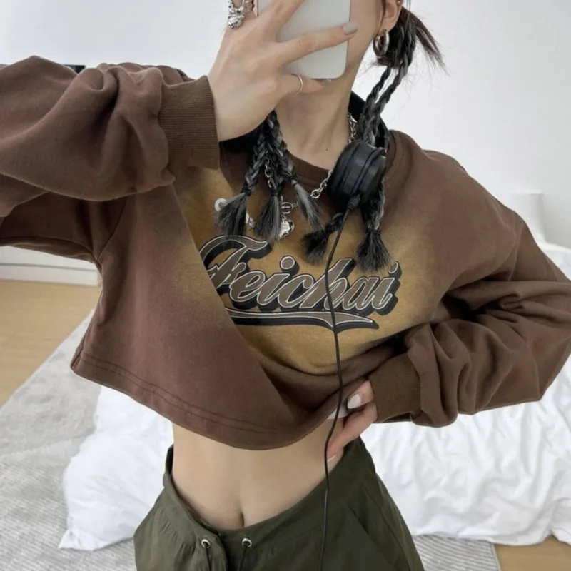 Vintage Y2K Brown Crop Sweatshirt Women Harajuku Retro Hip Hop Oversize Hoodie Streetwear Punk Long Sleeve Top Female
Vintage Y2K Brown Crop Sweatshirt Women Harajuku Retro Hip Hop Oversize Hoodie Streetwear Punk Long Sleeve Top Female