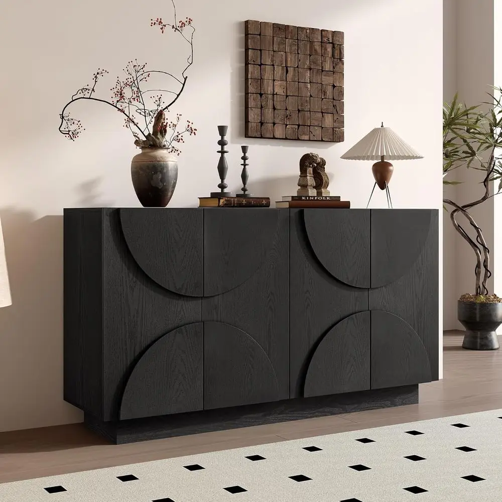 Large 4-Door Wood Sideboard with Adjustable Shelves and Semi-Circular Handles for Dining, Kitchen, or Living Room in Black
Large 4-Door Wood Sideboard with Adjustable Shelves and Semi-Circular Handles for Dining, Kitchen, or Living Room in Black