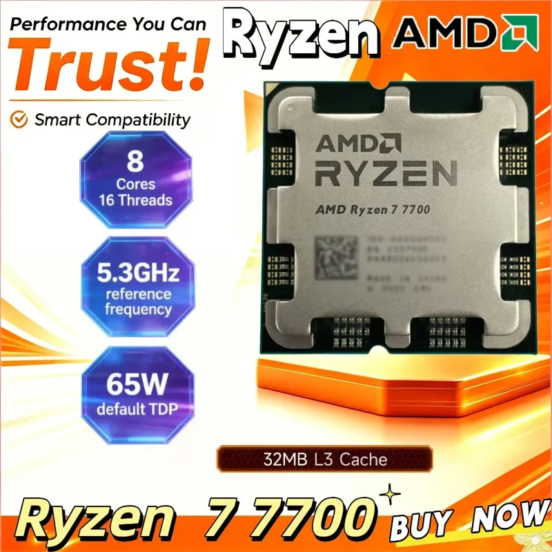 AMD R7 7700 Socket AM5 Tray Type Desktop CPU 8C16T Up To 5.3GHz High Performance Unlocked Processor No Retail Box
AMD R7 7700 Socket AM5 Tray Type Desktop CPU 8C16T Up To 5.3GHz High Performance Unlocked Processor No Retail Box
