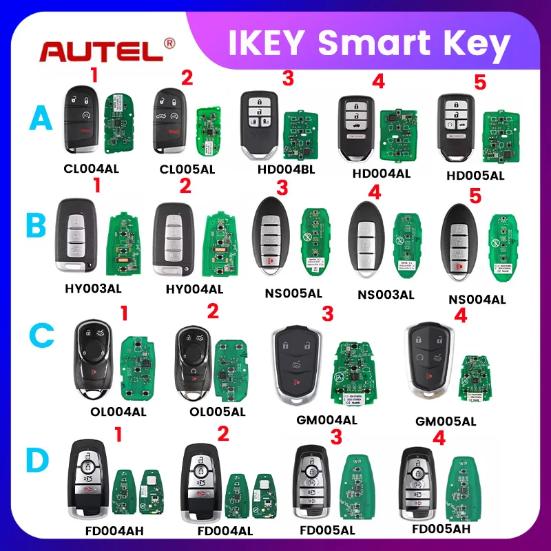 AUTEL SMART KEY IKEYCL004 CL005AL FD004AH/L FD005AH/L GM004/5AL HD004AL HD004BL HD005AL HY003/4AL NS003/5AL NS004AL OL004/5AL
AUTEL SMART KEY IKEYCL004 CL005AL FD004AH/L FD005AH/L GM004/5AL HD004AL HD004BL HD005AL HY003/4AL NS003/5AL NS004AL OL004/5AL