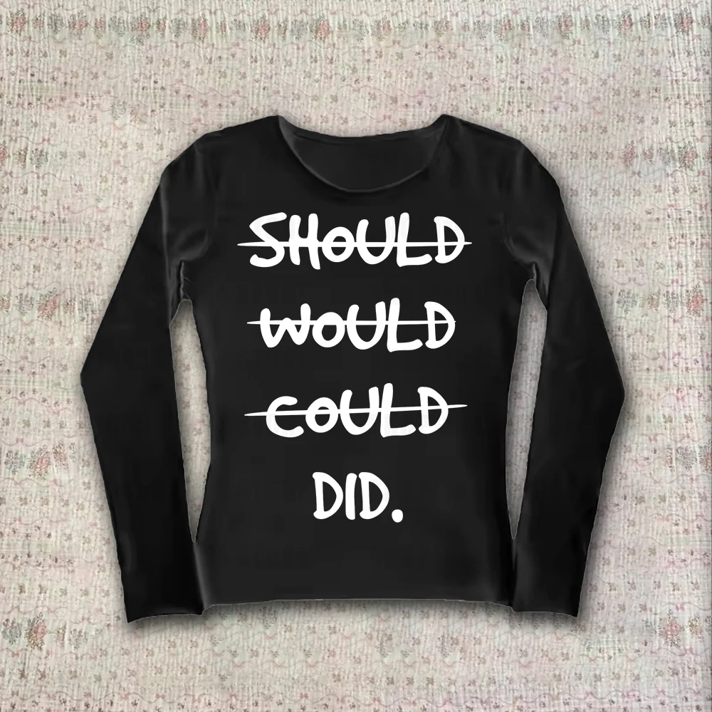 Gothic letter long T-shirt round neck retro rock grunge punk Y2K top casual Harajuku high street womens Long sleeves letter top
Gothic letter long T-shirt round neck retro rock grunge punk Y2K top casual Harajuku high street womens Long sleeves letter top