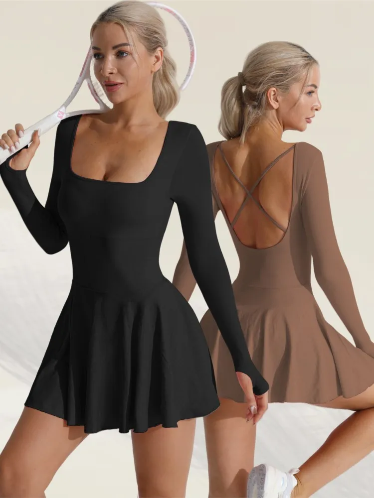 Sports Dress Dresses 2025 Woman Vestidos Yoga Wear Anti-exposure Golf Tennis Fitness Simple Style Off Shoulder Sexy Solid Color
Sports Dress Dresses 2025 Woman Vestidos Yoga Wear Anti-exposure Golf Tennis Fitness Simple Style Off Shoulder Sexy Solid Color