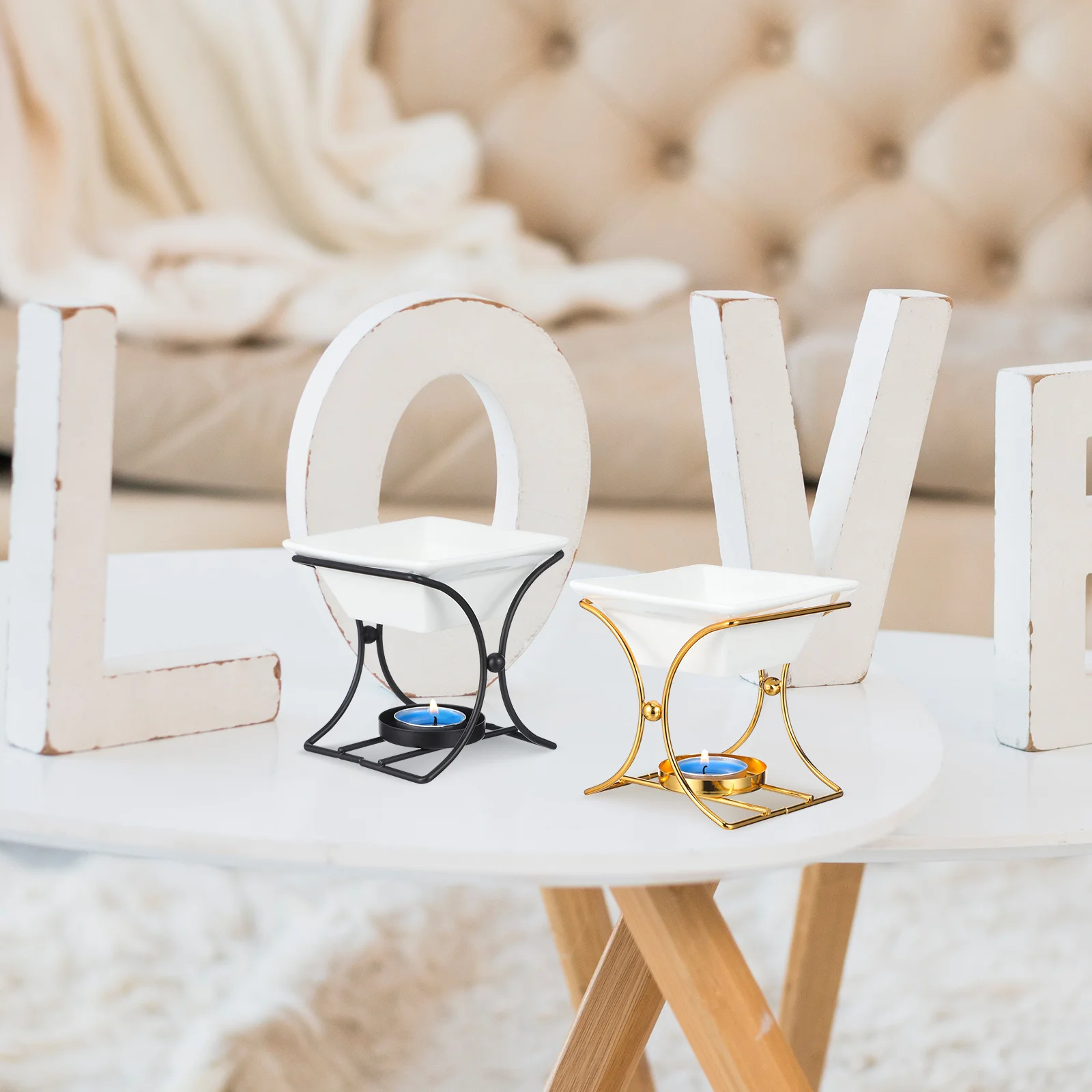 2Pcs Aromatherapy Wax Melting Lamp Ceramic Oil Burner Iron Frame Tealight Wax Warmer Home Fragrance Essential Oil Burner
2Pcs Aromatherapy Wax Melting Lamp Ceramic Oil Burner Iron Frame Tealight Wax Warmer Home Fragrance Essential Oil Burner