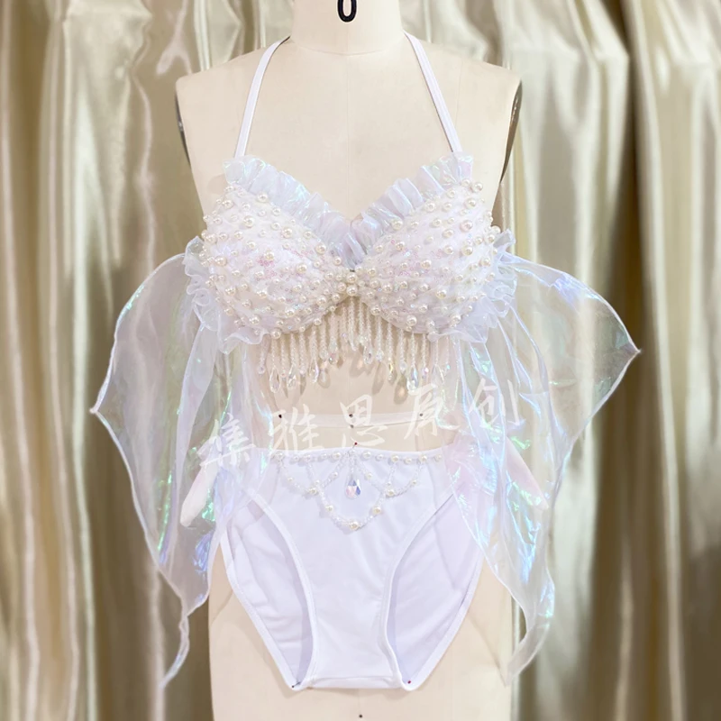 Original Design Handwork Mermaid Swimsuit Beads Tassel Pearl Bikini Set Dream Free Diving Brassiere Performing Cos Bra Swimwear
Original Design Handwork Mermaid Swimsuit Beads Tassel Pearl Bikini Set Dream Free Diving Brassiere Performing Cos Bra Swimwear