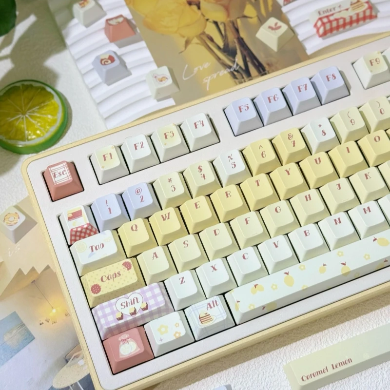 Mechanical keyboard keycaps caramel lemon original factory height five-sided sublimation cute wooting keyboard keycaps
Mechanical keyboard keycaps caramel lemon original factory height five-sided sublimation cute wooting keyboard keycaps
