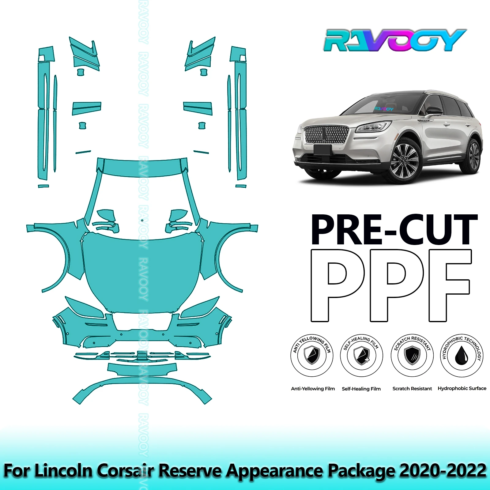 8.5Mil Precut Paint Protection Film PPF Clear Bra Front Kit+Rockers For Lincoln Corsair Reserve Appearance Package 2020-2022
8.5Mil Precut Paint Protection Film PPF Clear Bra Front Kit+Rockers For Lincoln Corsair Reserve Appearance Package 2020-2022