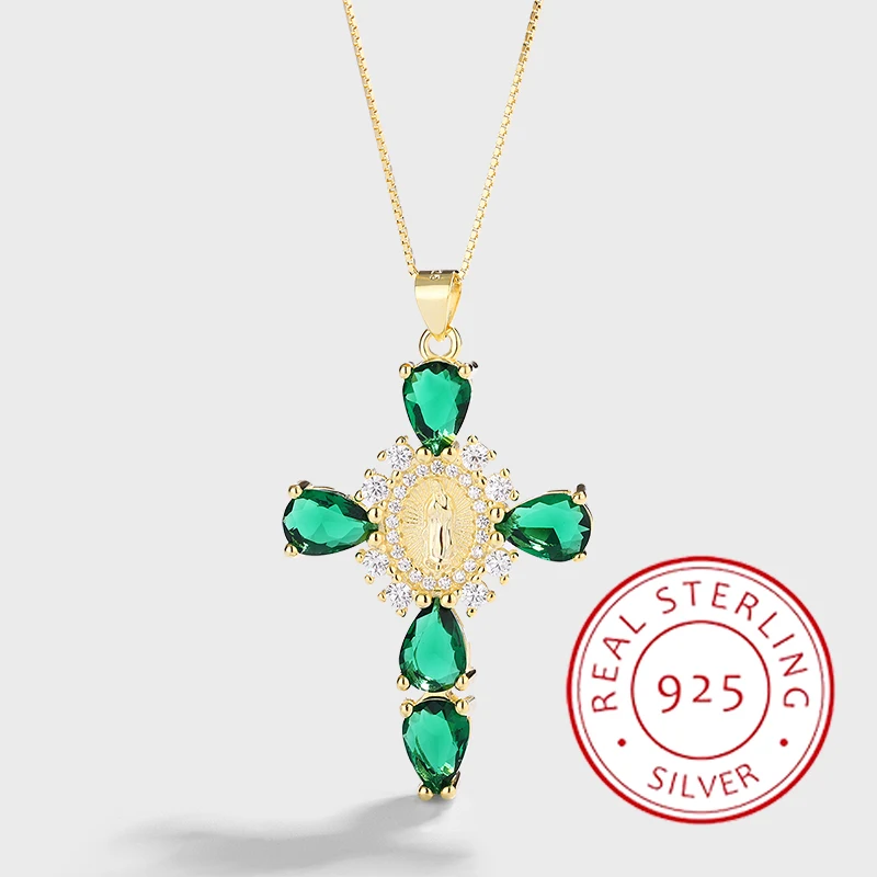 Classic Luxury 14K Gold Authentic S925 Silver Ruby Emerald Cross Pendant Necklace with Elegant Temperament
Classic Luxury 14K Gold Authentic S925 Silver Ruby Emerald Cross Pendant Necklace with Elegant Temperament