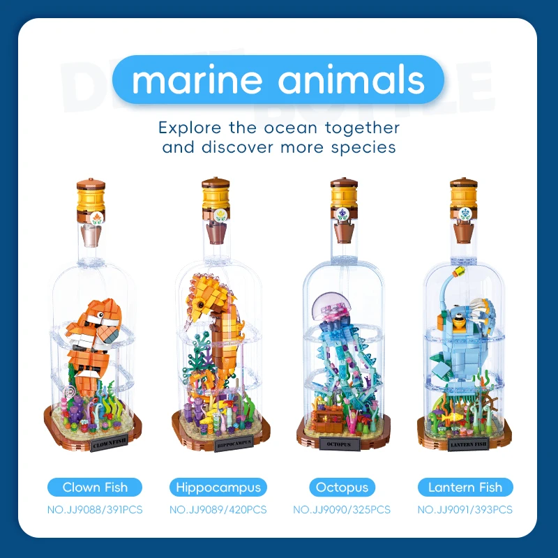 MOC Ocean Series Building Blocks Drift Bottle Sea Animal Ecosystem Bottle Clownfish Octopus Seahorse Lanternfish Kid's Toy Gifts
MOC Ocean Series Building Blocks Drift Bottle Sea Animal Ecosystem Bottle Clownfish Octopus Seahorse Lanternfish Kid's Toy Gifts