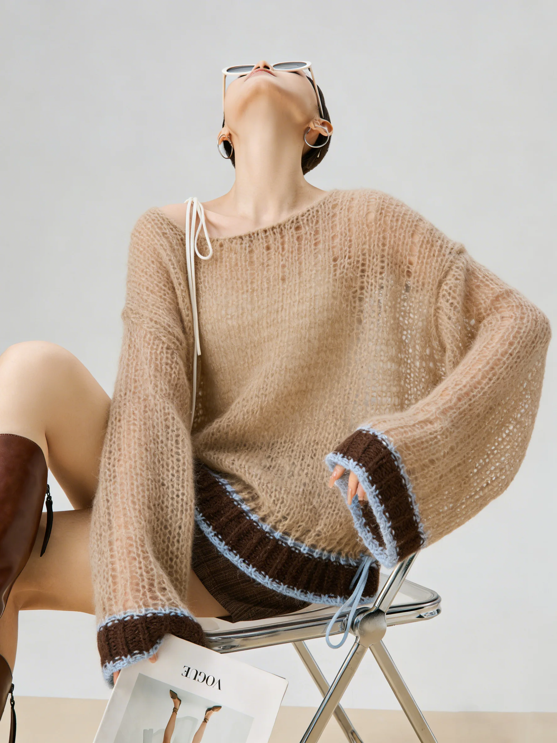 Spring 2026 OOTD Oatmeal Color Block Long Sleeve Knitted Sweater Hollow out Hemline Women's Loose Fit Casual Vintage Style
Spring 2026 OOTD Oatmeal Color Block Long Sleeve Knitted Sweater Hollow out Hemline Women's Loose Fit Casual Vintage Style