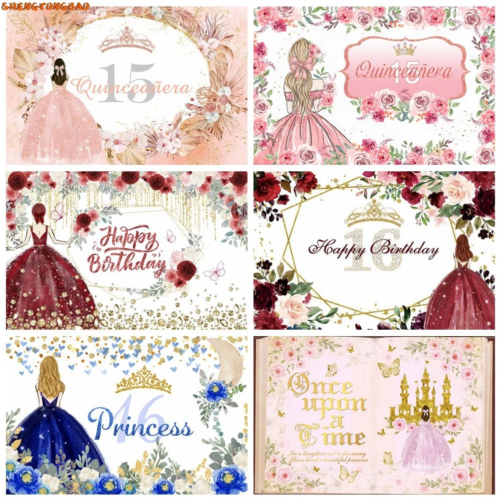 Sweet 16 15th Birthday Party Backdrop Flowers Crown Princess Girls Custom Photography Backgorund Decor Banner Photostudio Props
Sweet 16 15th Birthday Party Backdrop Flowers Crown Princess Girls Custom Photography Backgorund Decor Banner Photostudio Props