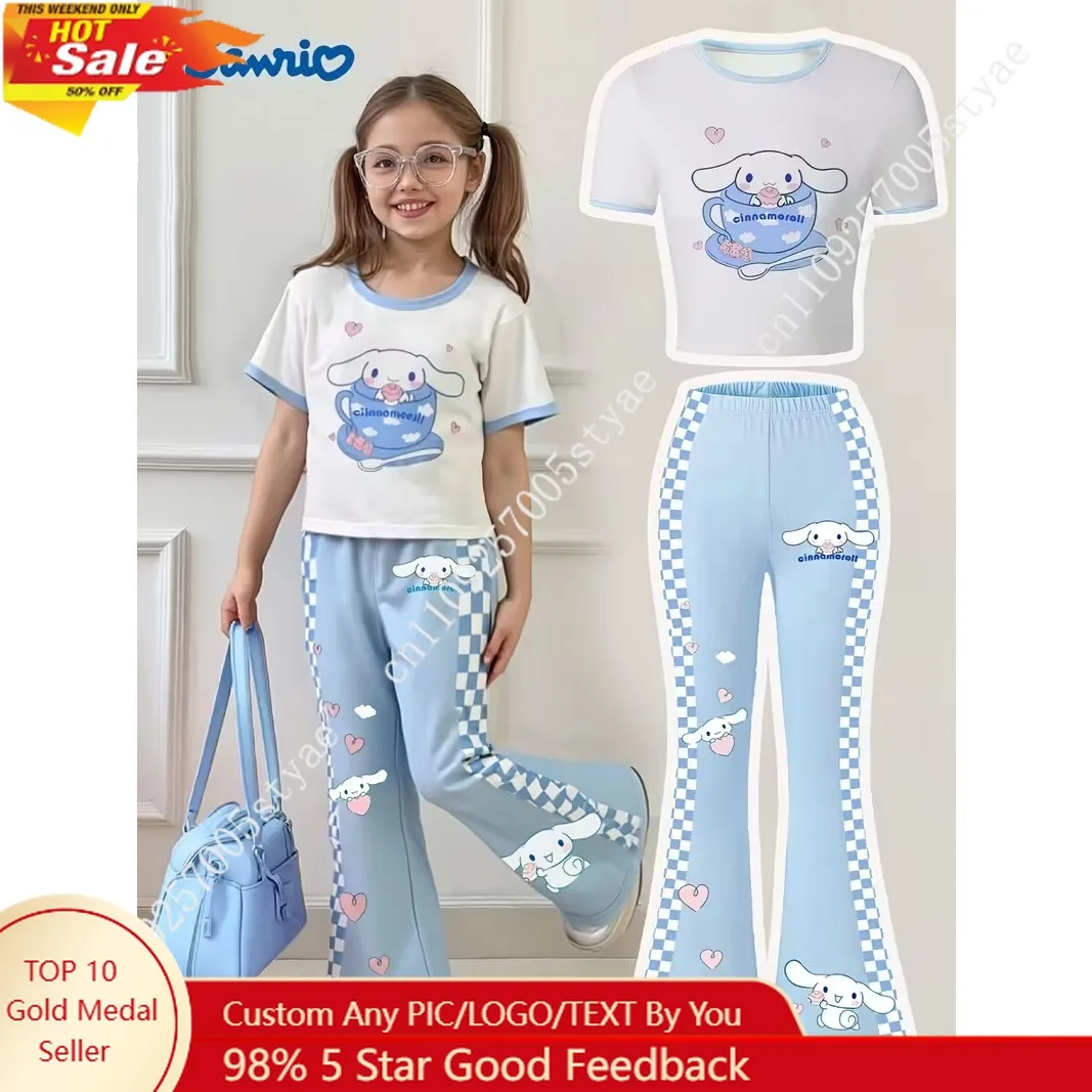 Sanrio Kuromi Girls' Short Sleeve Round Neck T-Shirt and Skinny Flare Pants 2pcs Set for Outdoor
Sanrio Kuromi Girls' Short Sleeve Round Neck T-Shirt and Skinny Flare Pants 2pcs Set for Outdoor